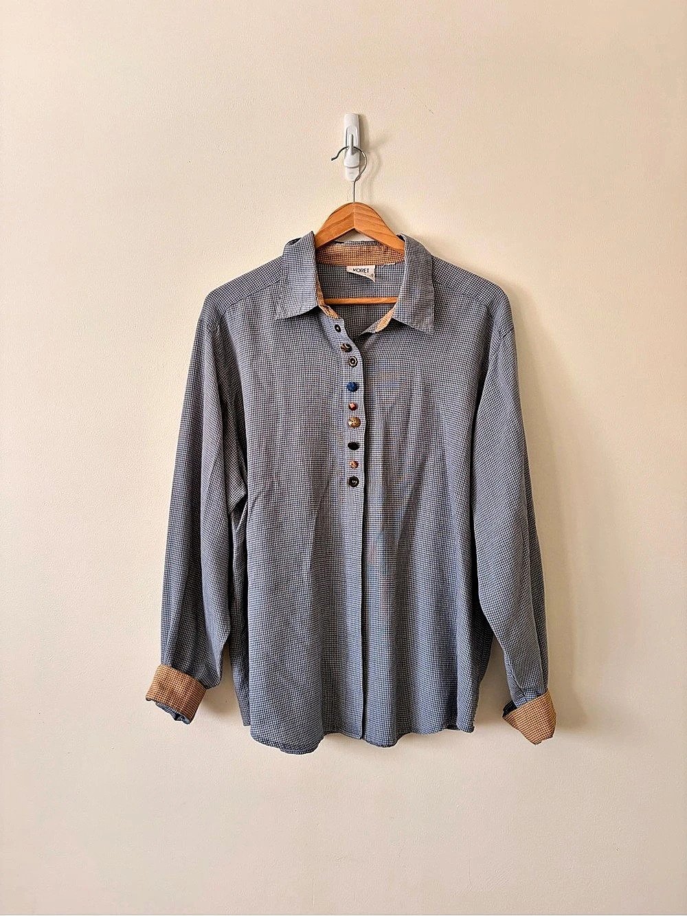 90s Koret City Blues Checkered Button Down Shirt in Blue & Brown